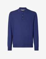 Blue ultra-light cotton polo shirt