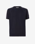 Navy blue inlay cotton and cashmere sweater