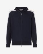 Navy blue cotton blend full zip hoodie