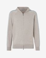 Beige full zip cotton and cashmere hoodie