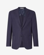 Navy blue two-button hopsack wook jacket