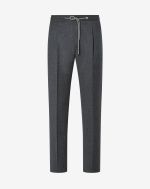 Dark grey wool flannel 1 pleated trousers