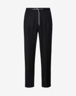 Black wool flannel 1 pleated trousers