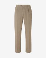 Light brown 1 pleated stretch cotton chino