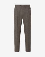 Brown 2 pleated wool and cotton trousers 