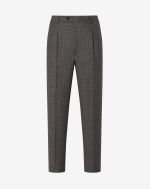 Grey 1pleated wool trousers with micro-pattern