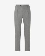 Pantalon gris clair à 1 pince en laine et cachemire
