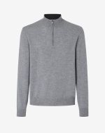 Maglia grigio con zip in lana e cashmere