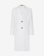 Manteau blanc optique en sergé de lin