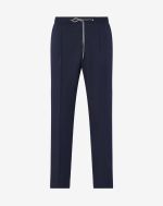China blue wool and cotton joggers