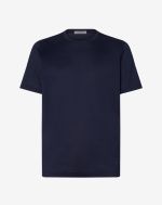 T-shirt col rond bleu marine en fil d’Écosse