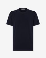 Marineblauw T-shirt met ronde hals van stretchjersey