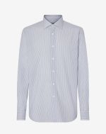 Chemise rayée blanc-bleu ciel coton-soie