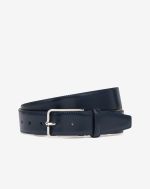 Blue navy leather belt with silver buckle