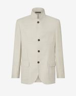 Gray/milk herringbone wool blend jacket