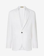 White single-breasted delavé linen jacket