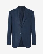 China blue single-breasted linen jacket