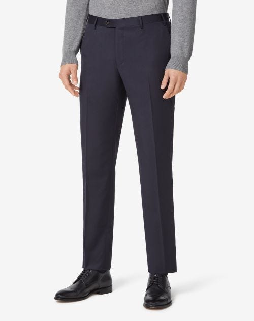 Navy blue S130s wool trousers