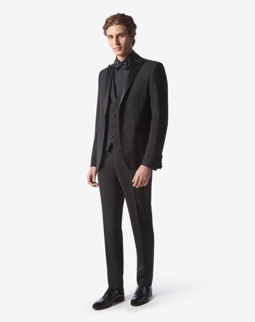 Black wool and mohair tuxedo