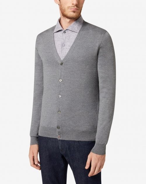 Merino wool grey cardigan