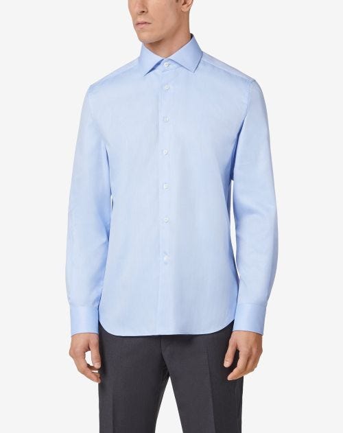 Light blue herringbone cotton shirt