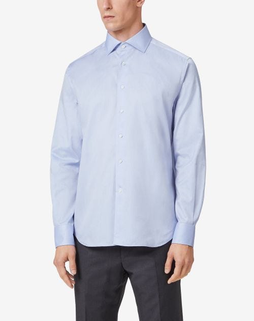 Camicia azzurro ceruleo in cotone oxford