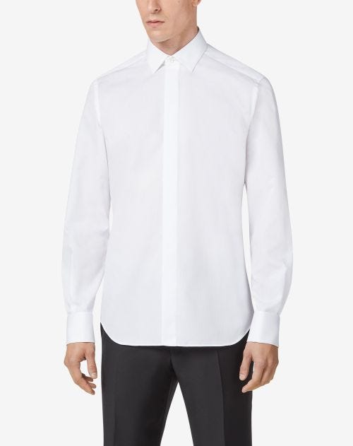 Optical white smoking cotton shirt