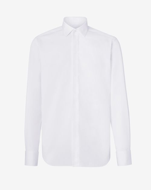 Optical white smoking cotton shirt
