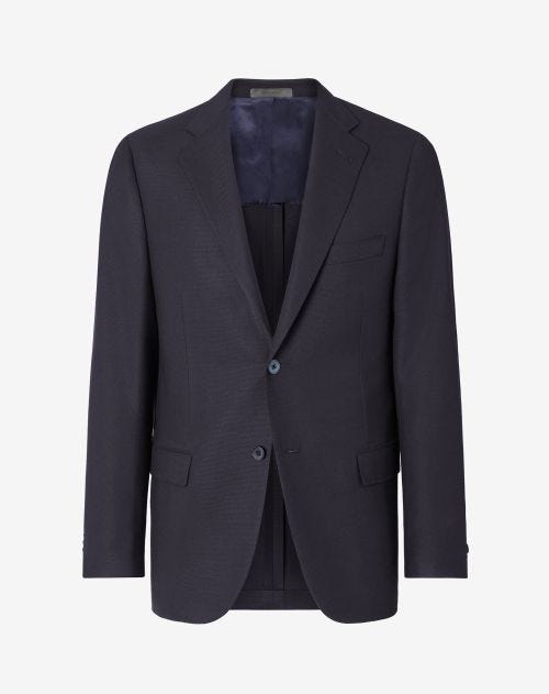 Blue Cina two-button Hopsack wool jacket