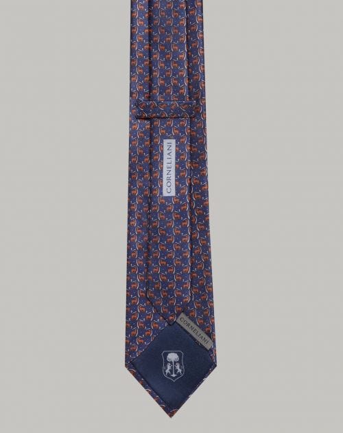 Cravate imprimée en satin couleur terre brûlée