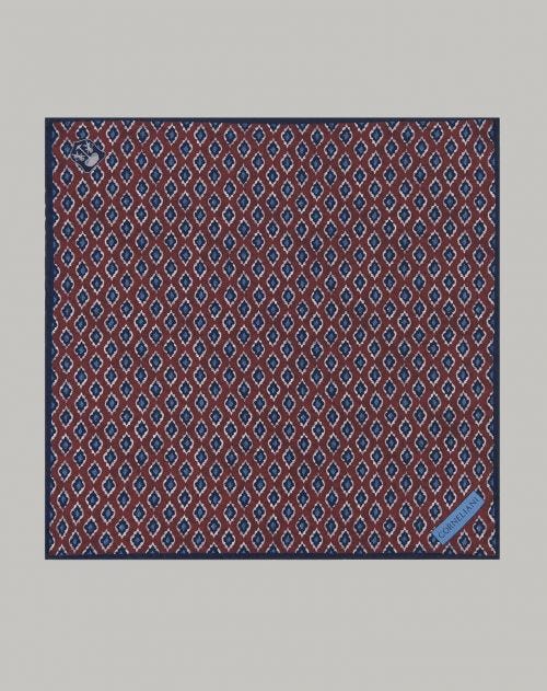 Blue and burgundy silk pocket square