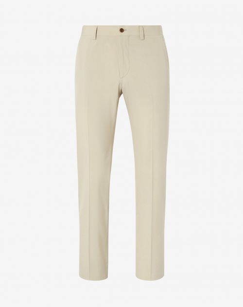 Beige circle cotton and silk chino trousers