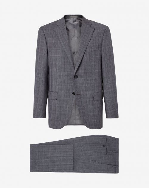 Suit in prince of wales grey wool