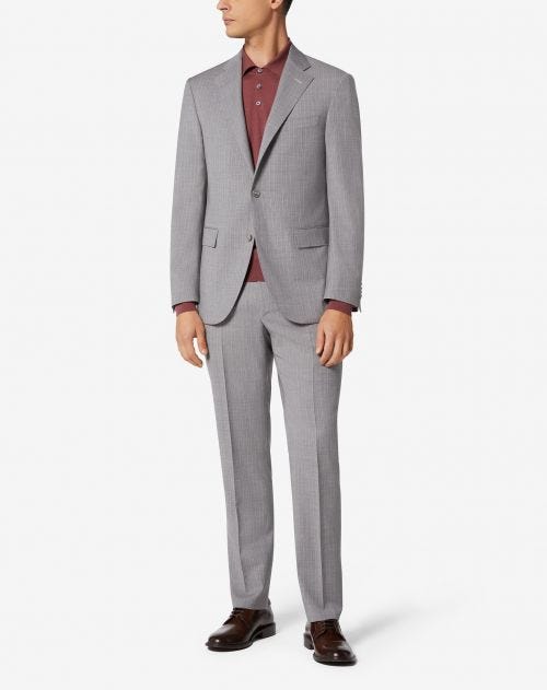 Grey 2-piece suit in pinstripe wool