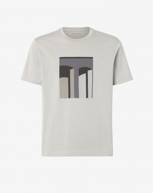 T-shirt grigia con stampa grigio