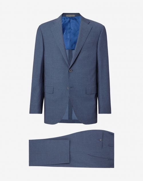 Blue suit in wool and cotton