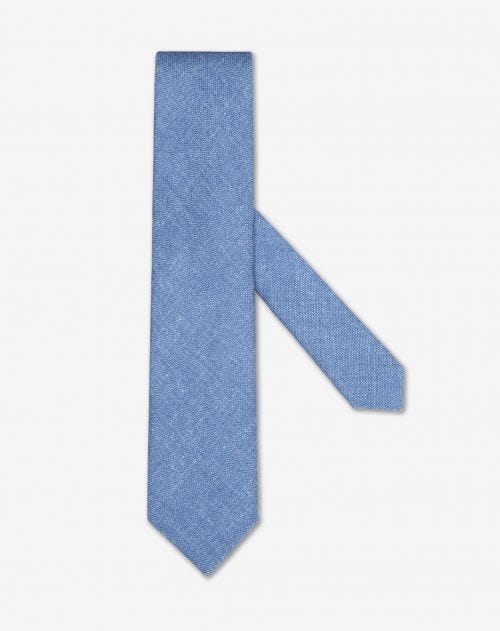Cravatta azzurra in seta twill stampata