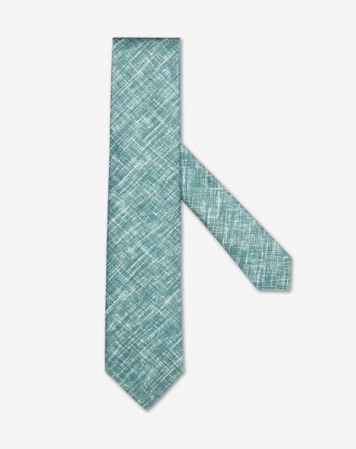 Green printed silk twill tie