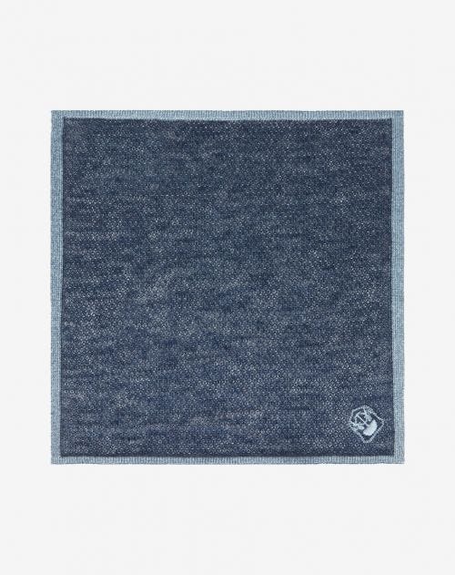 Blue knitted pocket square