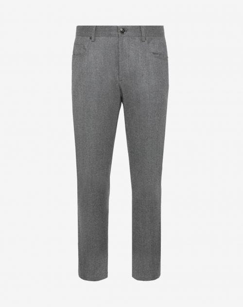 Pantalone 5 tasche in lana grigio