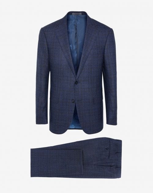 Blue glen plaid suit