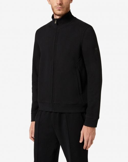 Black cotton full-zip sweatshirt