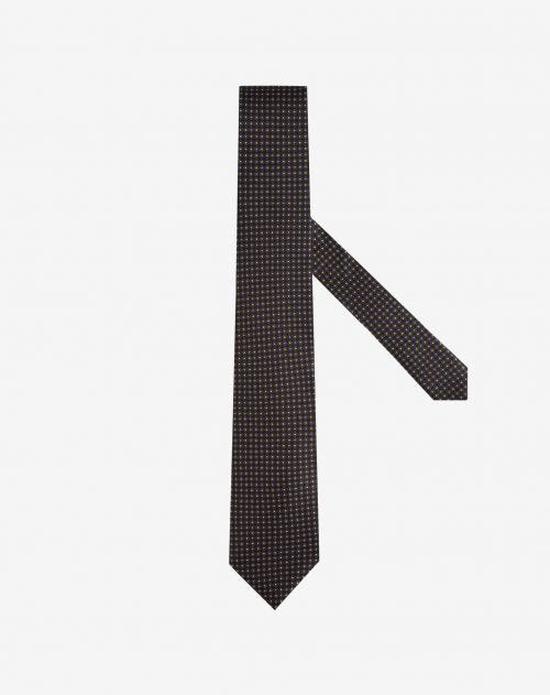 Dark brown micro-pattern print tie