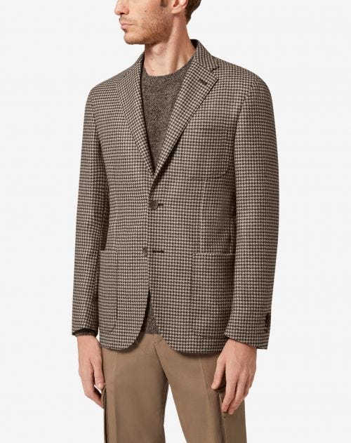 Brown wool houndstooth jacket