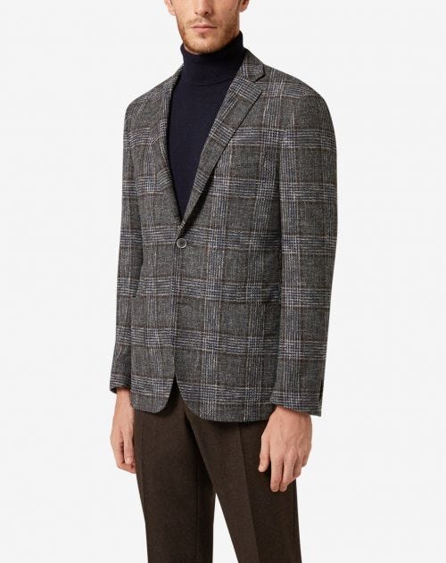 Grey wool glen plaid jacket