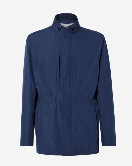 Field jacket bluette in tessuto tecnico