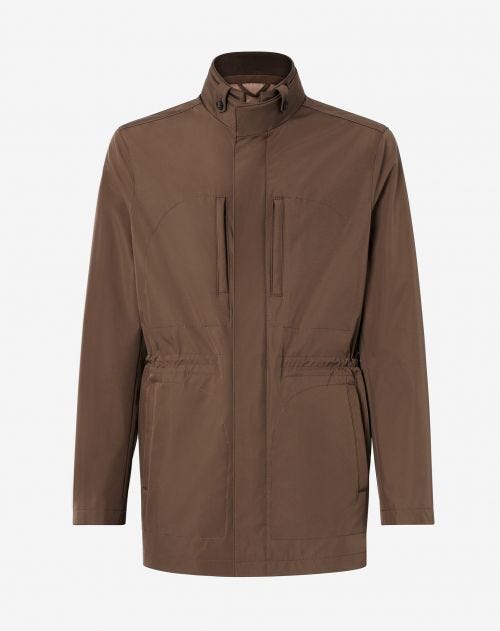 Mud-coloured field jacket in technical fabric