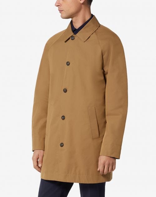 Mustard-coloured cotton blend trench coat
