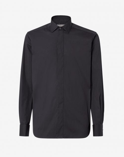 Black shirt with classic formal collar