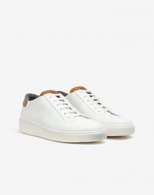 Sneakers blanches en nappa doublure cachemire